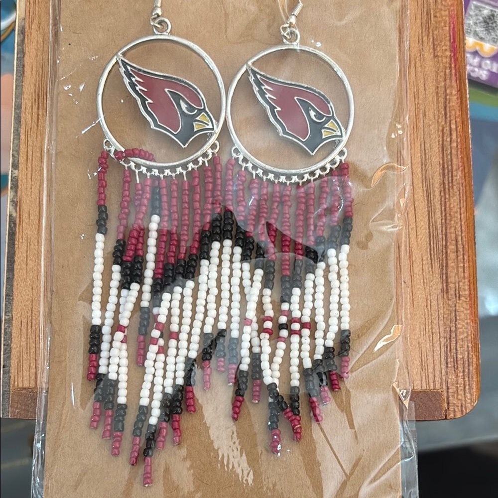 Cardinals Beaded Earrings - Red, Black, White
